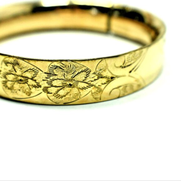 14K Gold Engraved Bangle Bracelet Ornate Florentine - Can be Monogrammed 24g - Picture 2 of 4